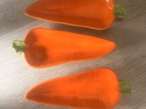 3 X Pottery Carrot Serving Trays