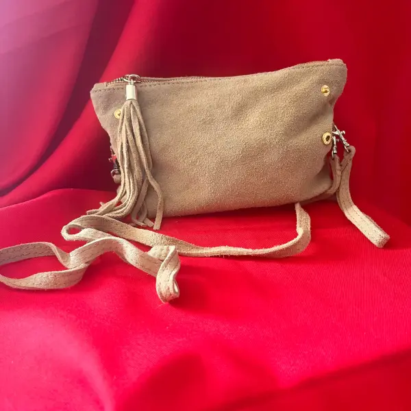 Suede Leather Made in Italy Crossbody Bag