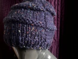 Purple beanie style hat