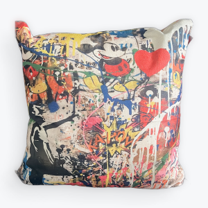 Graffiti Cushion Banksy/Disney Mickey Mouse 17x17”
