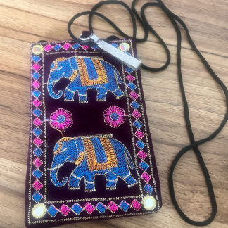 Embroidered Elephant Crossbody Bag/Phone Holder